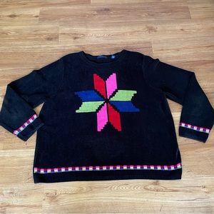 90’s Chenille Artsy Knit Pullover Sweater Plus Size 2X